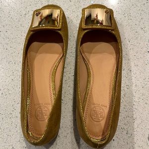 Tory Burch Gold Tiernan Ballet - Metallic Shimmer Brick